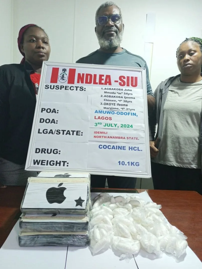 NDLEA smashes cocaine syndicate, arrests couple, recovers N2.1b drug in Lagos raid