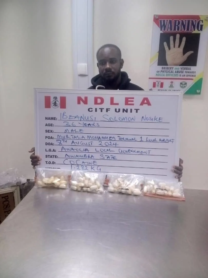 Another Vietnam-bound businessman excretes 68 wraps of cocaine at Lagos airport