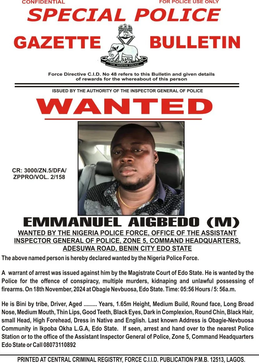 Zone 5 Police Declares Two Drivers Wanted In Connection  With Murder,  Kidnapping,  Possession Of Firearms