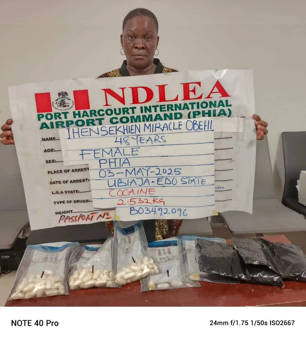 NDLEA arrests Iran-bound woman with cocaine in private part, stomach