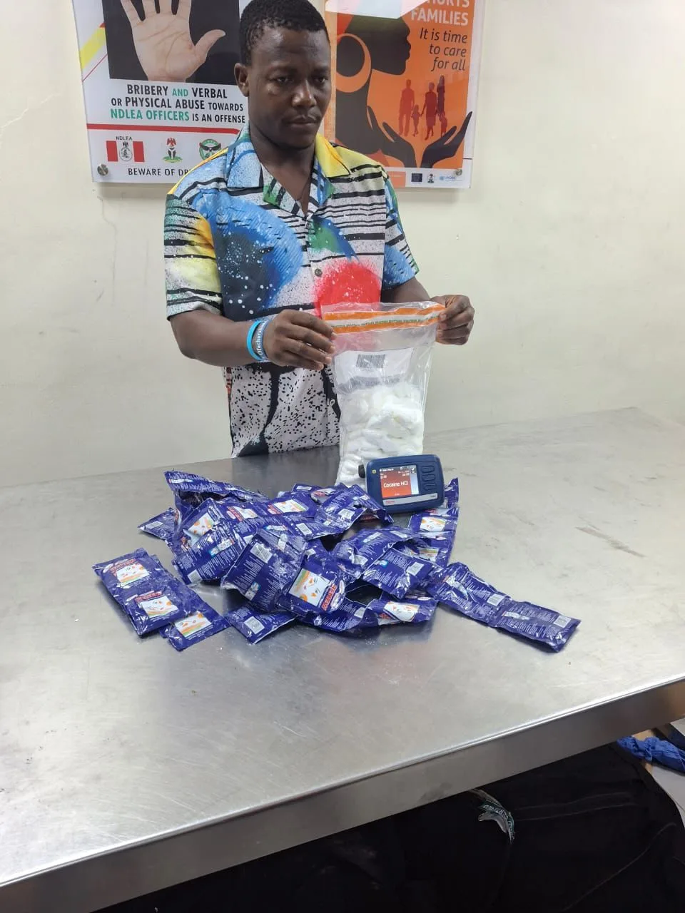 Ex-convict, 3 others arrested over UK-bound cocaine consignment in liquid starch sachets