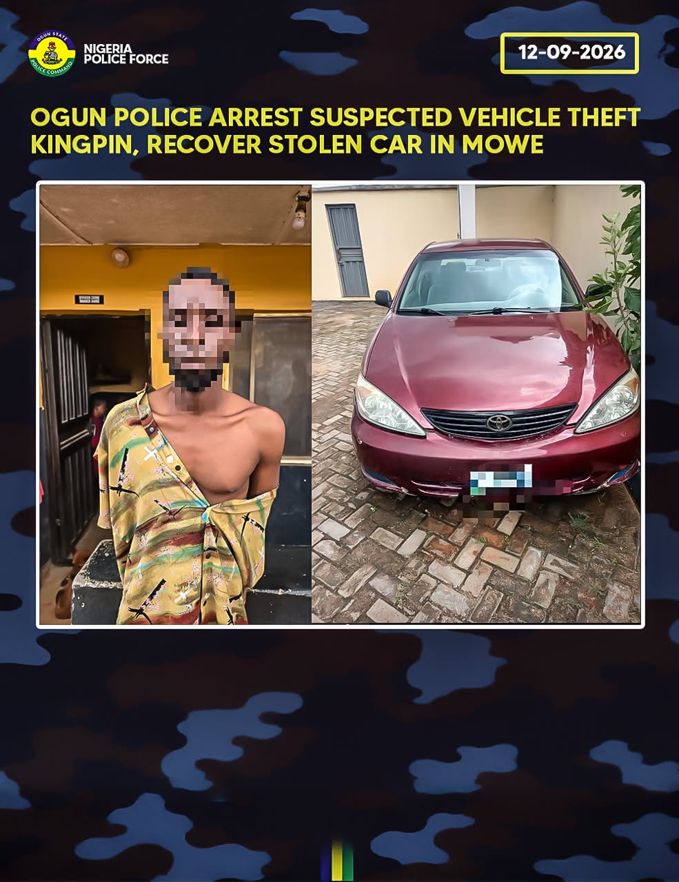 Ogun Police Nab Suspected Leader Of Vehicle Theft Gang, Recover Stolen Car